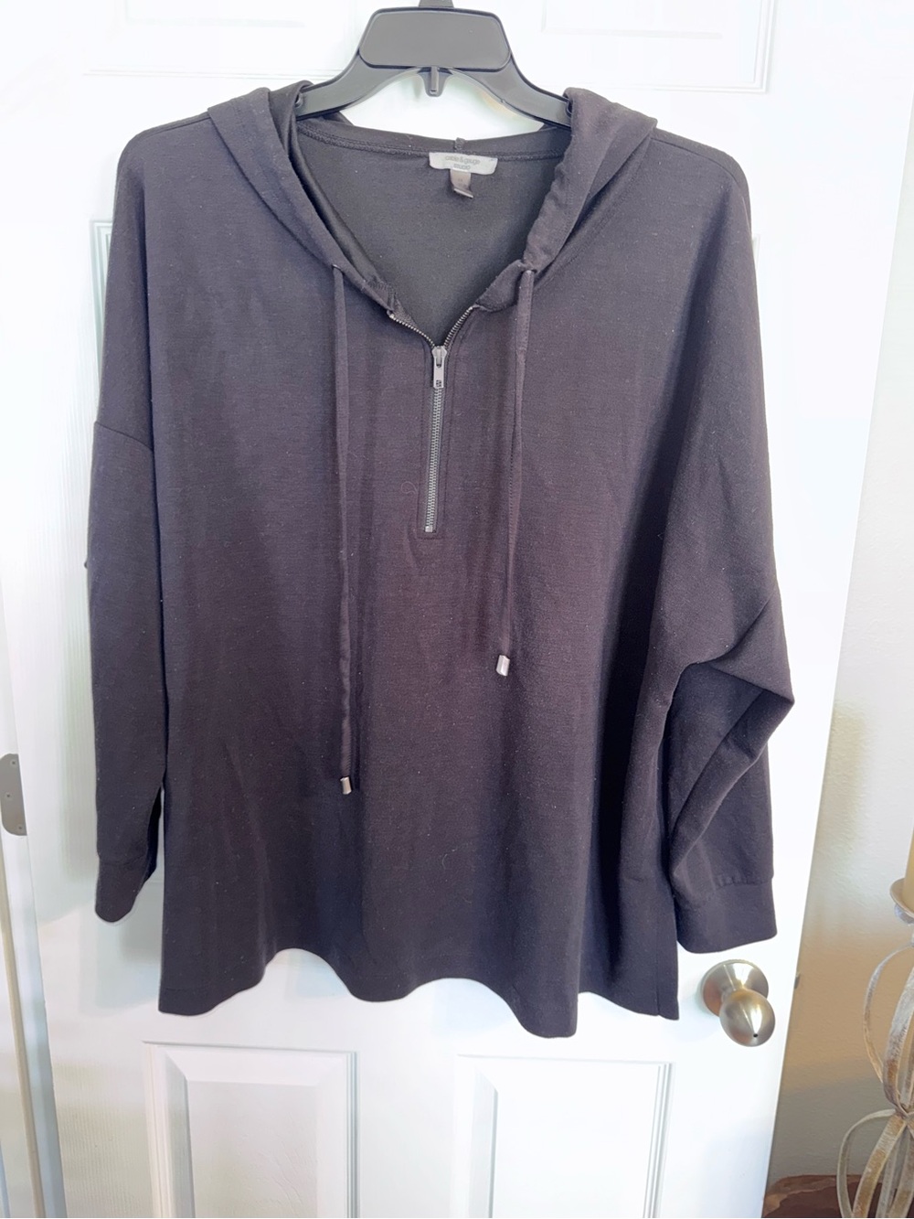 Cable & Gauge Black Half-Zip Hoodie Sweatshirt